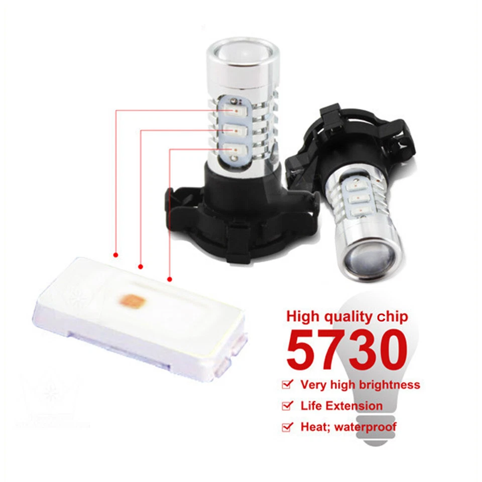 2x H7 Warm Yellow LED Fog Light Bulbs 15W SMD5730 12V High Bright Day time Light - Image 4 of 4