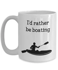 I'd Rather Be Boating Mug - Funny Tea Hot Cocoa Coffee Cup - Novelty Birthday...
