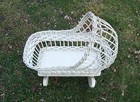 ANTIQUE WICKER ROCKING DOLL CRADLE + PILLOW & COVERLET - FREE LOCAL PICKUP — photo 6