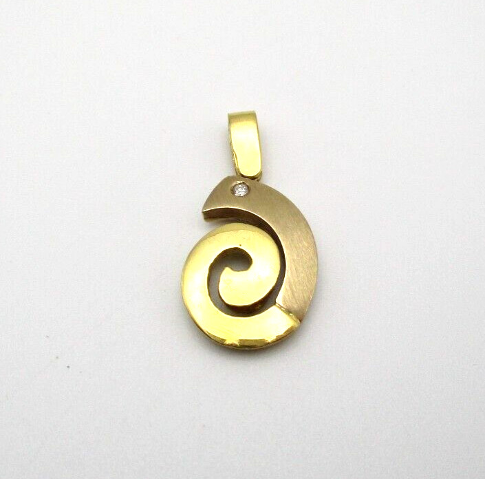 18K Yellow Gold Diamond Swirl Pendant [P48] - image 1