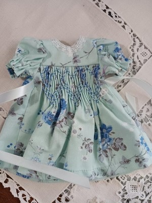 11'' Bleuette   Hand Smocked Blue ''Hearts and Flowers'' Dress