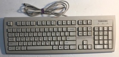 Toshiba KB-2971 Vintage Keyboard Computer Clicks Off White Office PS2
