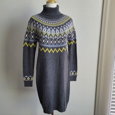 Boden Edith Fair Isle Knitted Wool Alpaca Sweater Dress US 4R Gray