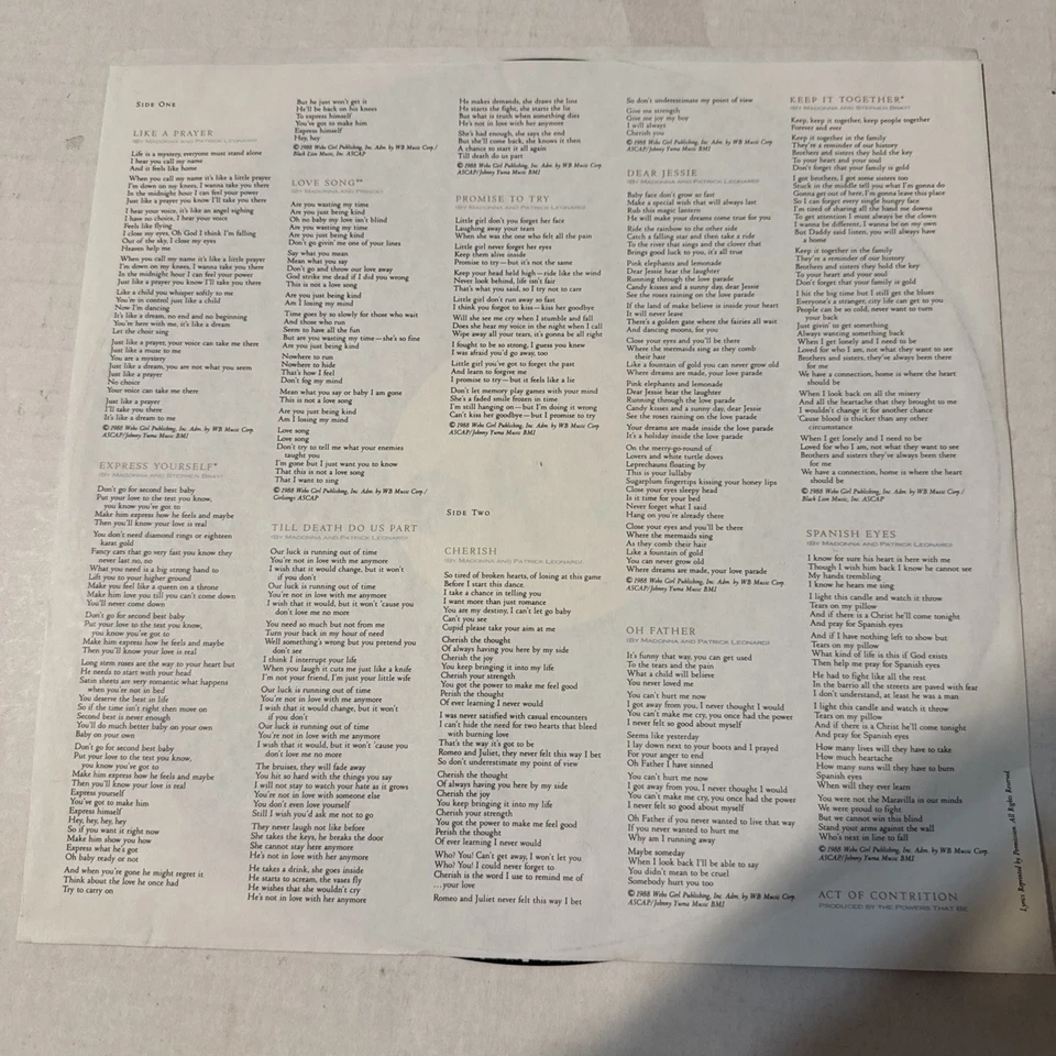 MADONNA: Like A Prayer Vinyl LP 1989 Orig Pressing (W1-25844) MINT/MINT SHRINK! - Image 4 of 4