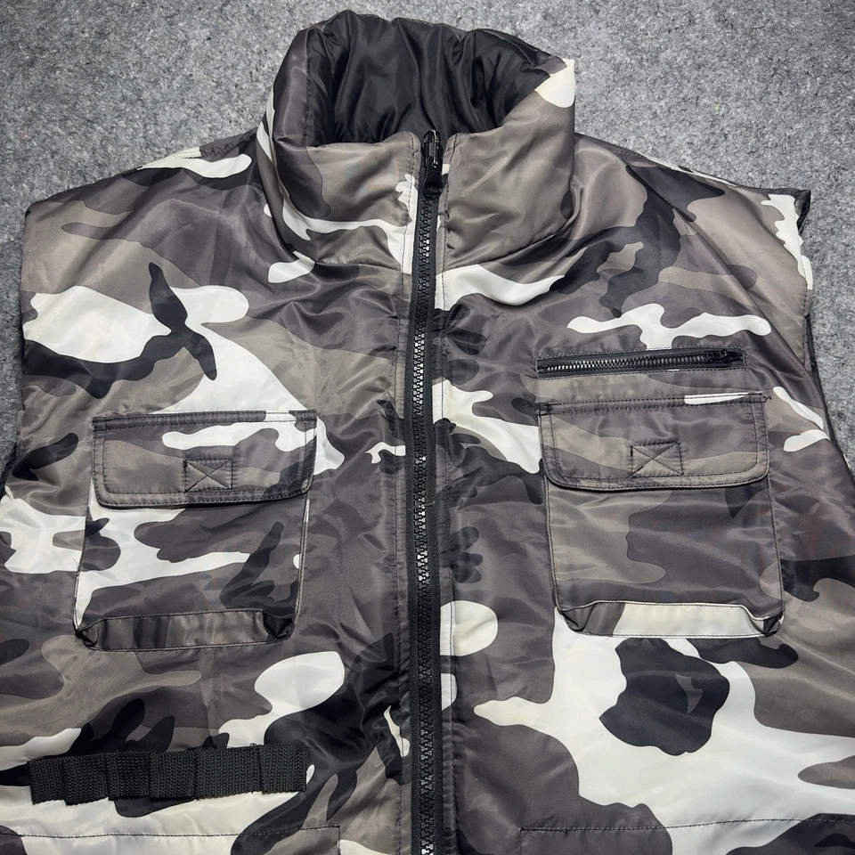 Chaleco acolchado reversible sin mangas Regal Wear para hombre 3XL camuflado/negro bolsillo con cremallera completa Foto 2 de 4