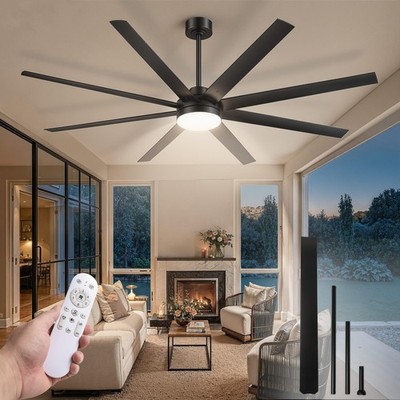 Ceiling Fan 72 Inch Black Dimmable 3CCT Remote Control Fanbulous Large Fans Room
