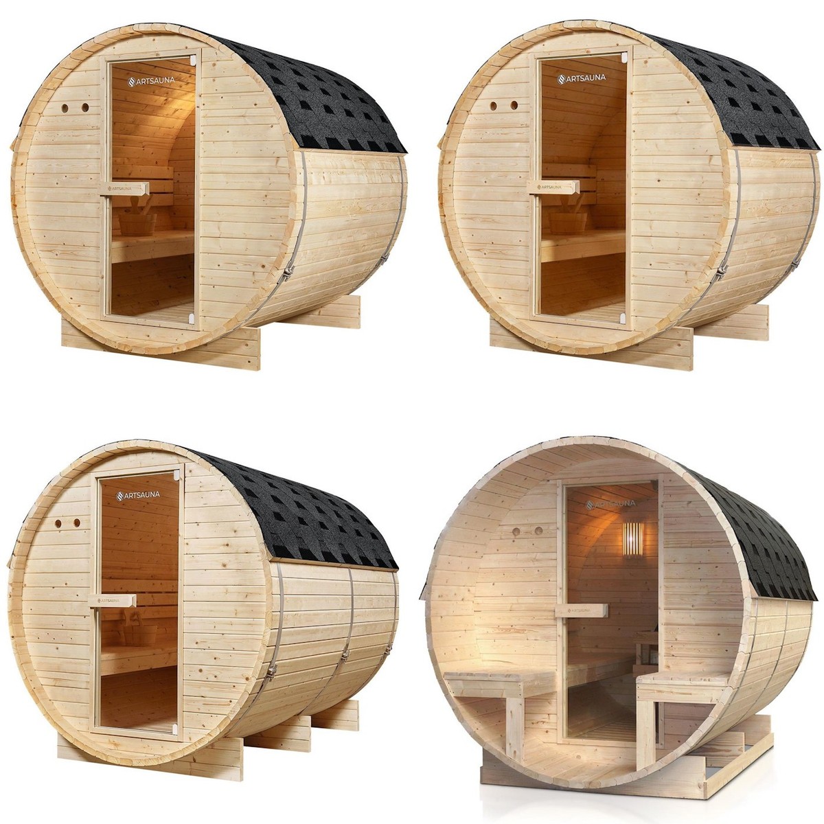 Sauna de barril de madera exterior barril de sauna 3 tamaños JUEGO COMPLETO con horno de sauna + accesorios