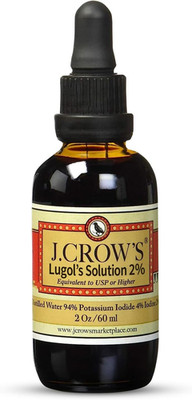 J.CROW'S  Lugol's Solution of Iodine 2% 2 oz (1 Bottle)   Premium Iodine & Potas