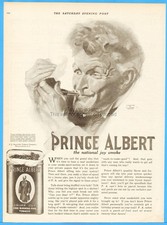 1919 Prince Albert Tobacco R J Reynolds Winston Salem NC Man Smoking Pipe Art Ad
