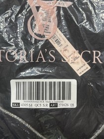 Victoria's Secret M Satin Black Rhinestones Shine Patch Pajama Pj Set VS