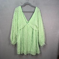 ASOS Design Womens Size 8 Fringe Textured Tunic Dress Mint Green