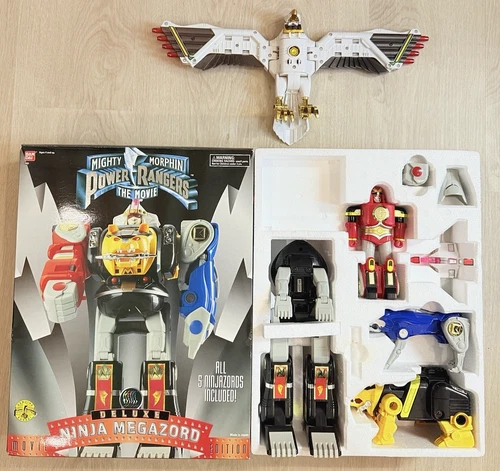 Vtg 1995 Power Rangers The Movie DELUXE NINJA MEGAZORD in Box + FALCONZORD