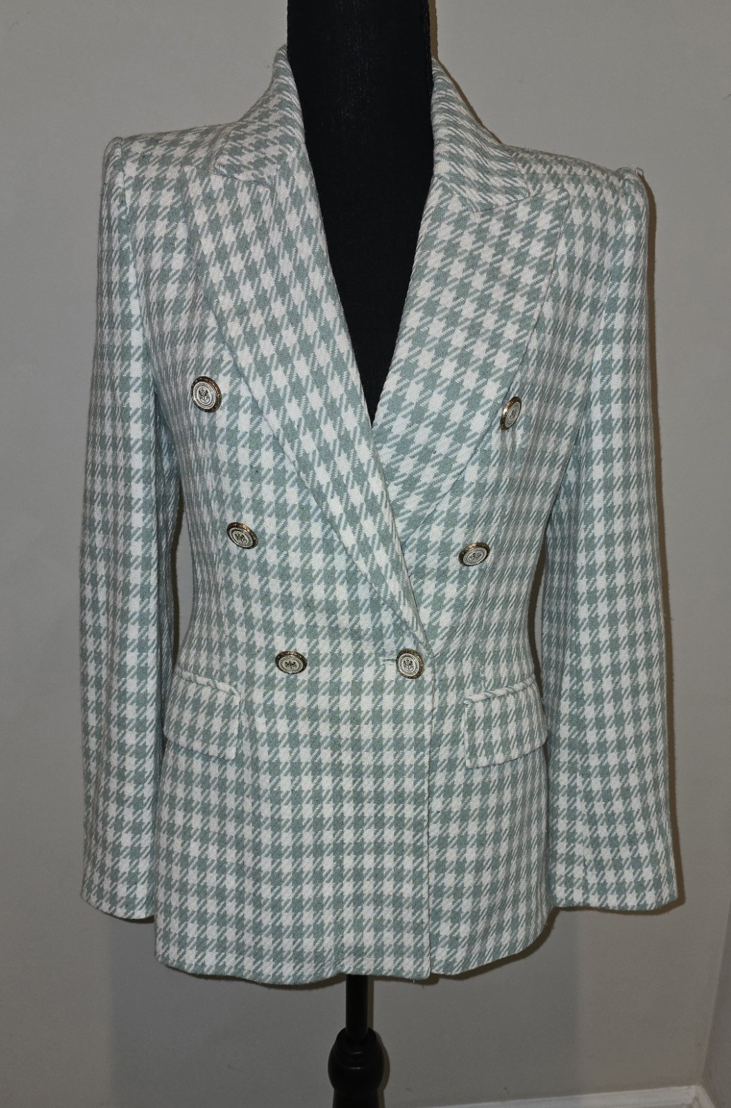 Authentic Zara Houndstooth Jacket Blazer Double B… - image 1