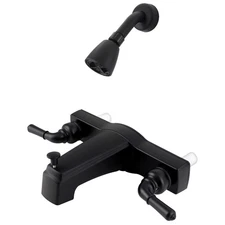 Mobile Home Two Handle 8" Tub Shower Faucet Diverter with Shower Head Black