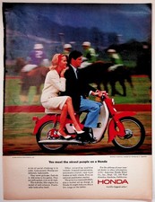 1964 Honda Vintage Print Advertisement 10x13 Red Motorcycle Polo Scene