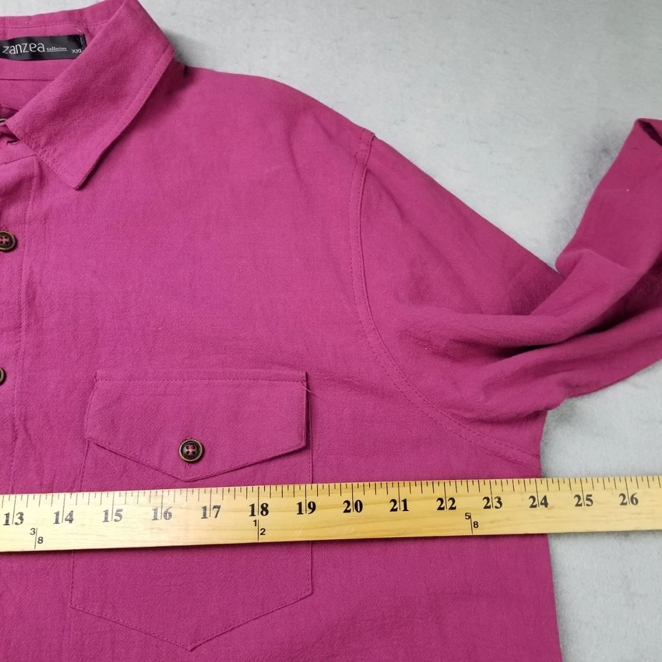 Zanzea Shirt Dress Womens Size XXL Pink Button Front Maxi Plus Cotton - Image 4 of 4