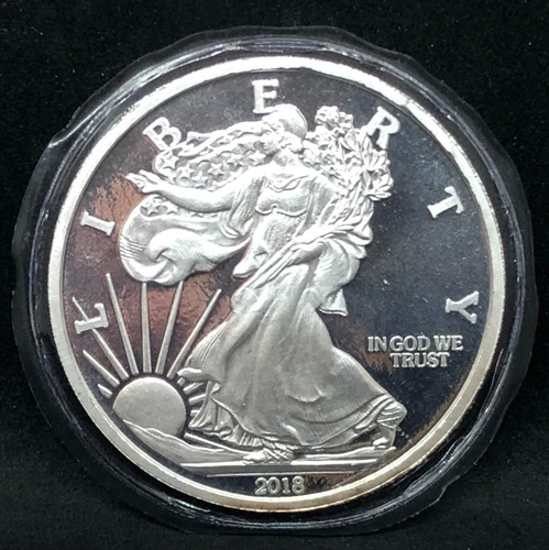 2018 WALKING LIBERTY FIVE (5) TROY OUNCE .999 FINE SILVER ROUND