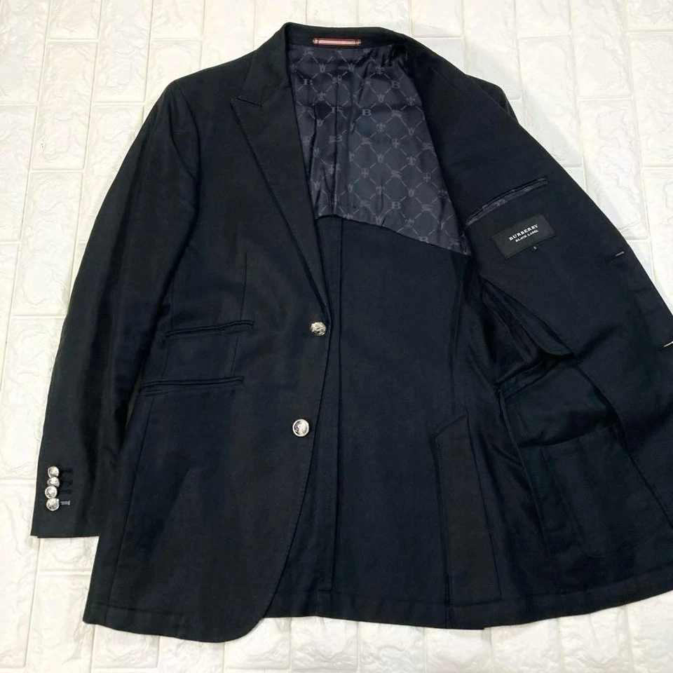 Burberry Black Label Linen Blazer Men’s Black Size S Silver Button #EK BCA - Image 2 of 4