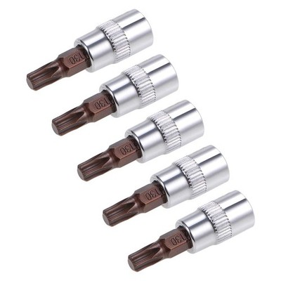 uxcell 5pcs 1/4'' Drive x T30 Torx Bit Socket, S2 Steel Bits CR-V Sockets