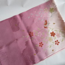 Silk Obiage Sakura  Butterfly Design   Japanese Kimono Accessory   Gold Thread