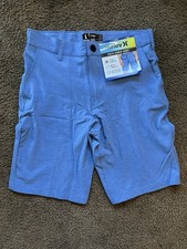 Hurley Youth Hybrid Shorts Boys Size L 14/16 Blue 4-Way Stretch Mesh Pockets