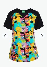 Tooniforms-9 Sesame Street Characters, Scrub Top Size Large New