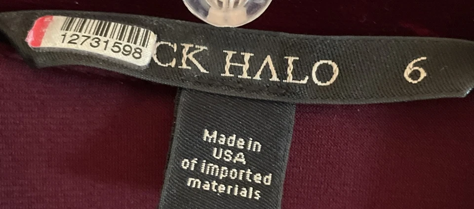 Vestido negro halo elástico terciopelo/terciopelo baya ciruela vino rojo talla 6 Foto 2 de 4