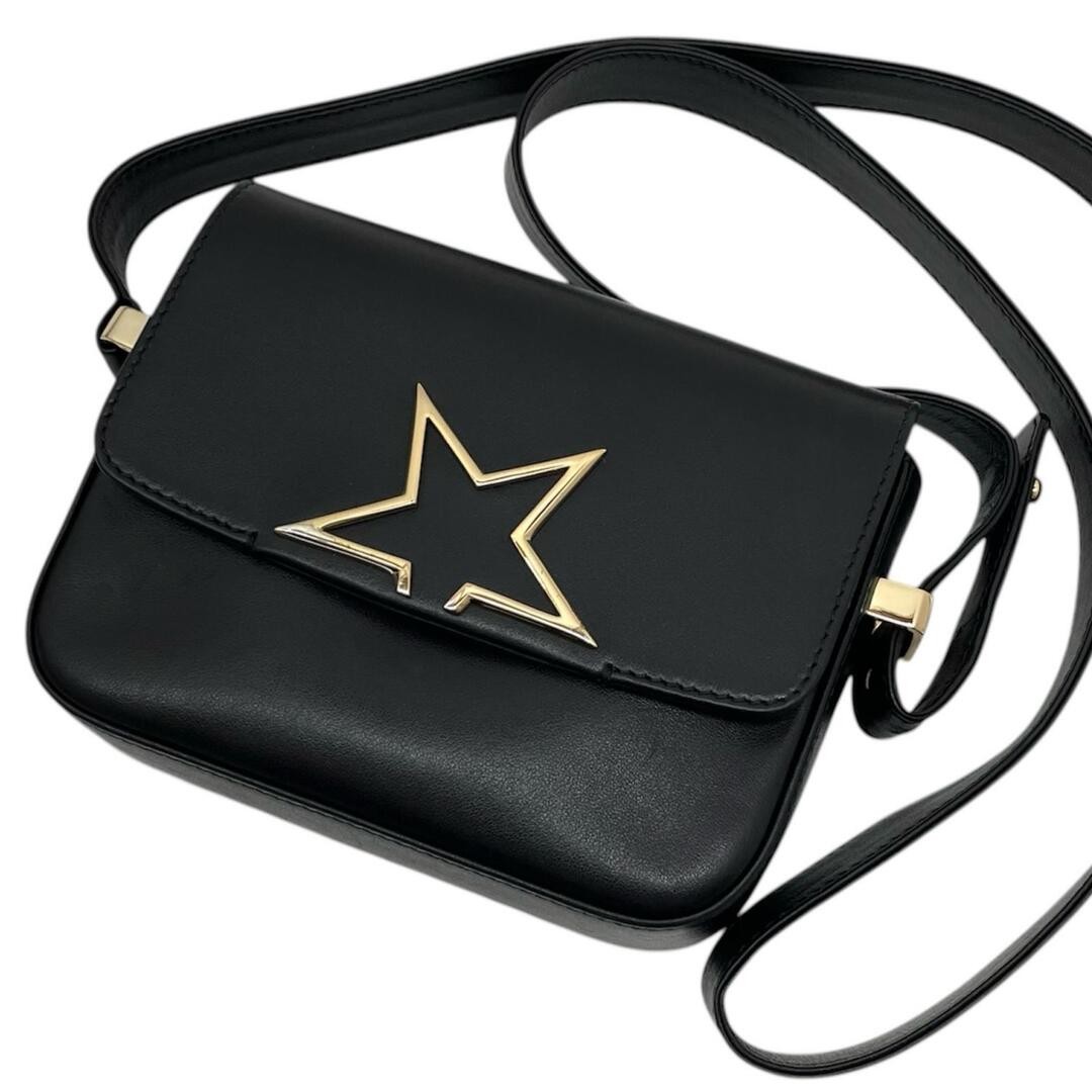 GOLDEN GOOSE Shoulder Bag Black Leather Womens Logo 6.3in Wide 4.9in High 1.6in