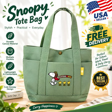 Starbucks Snoopy Tote Bag Shoulder Bag WHITE/GREEN Color