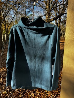 Athleta Cozy Karma Twist Neck Sweatshirt Teal Blue Side Zipper 2X Plus Women's