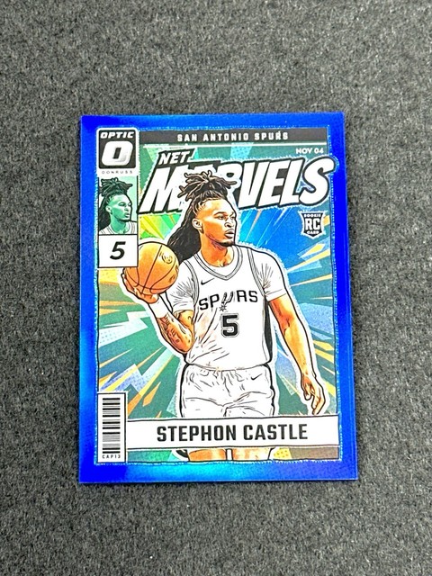 2024-25 Panini Optic Stephon Castle Net Marvels Blue /49 Rookie RC #12 Spurs