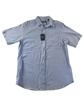Daniel Cremieux Classics Mens Medium Button Up Linen/Cotton Shirt Blue