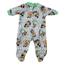 Vintage 80s 90s Baby Boys Girls Fleece Disney Mickey Romper Pajamas Size 6-12M