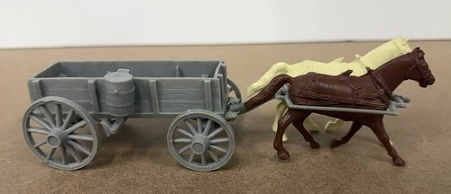 Vintage Marx Grey Wagon with horse team