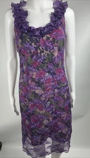ANNA SUI Vintage Rose Floral Camo Purple Lace Boho Gothic Dark Romance Y2K Sz 4