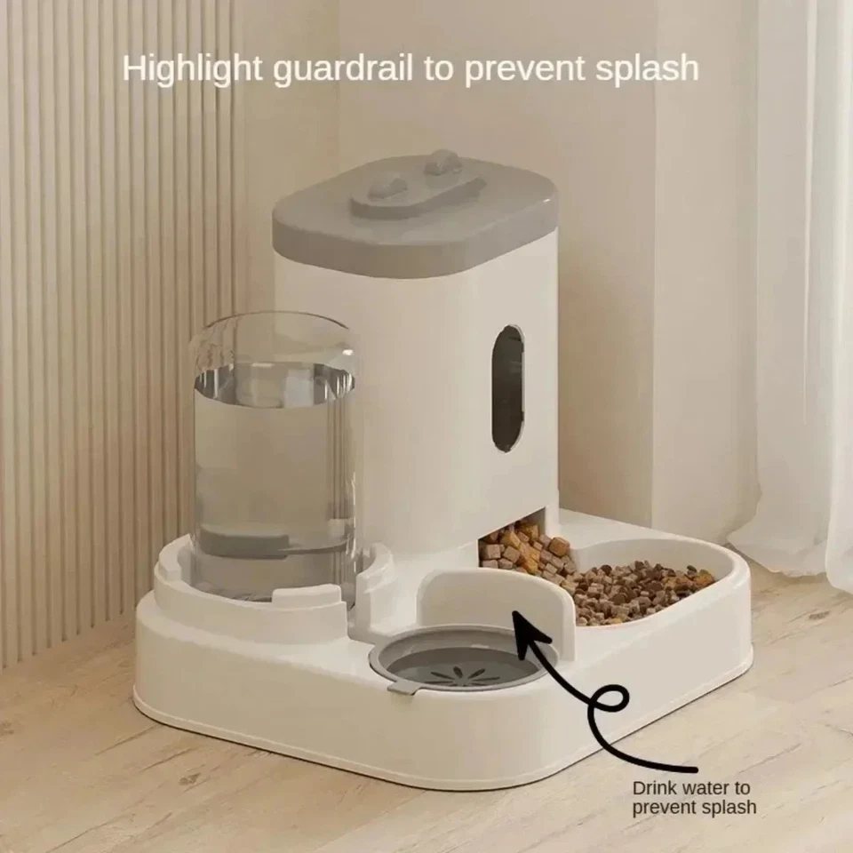 Automatic Feeder Dog Cat Food Bowl With Water Fountain Large Capacity Dispenser - Image 2 of 4