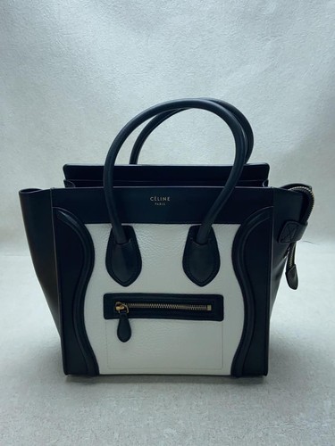 CELINE handbag luggage micro shopper leather bicolor Used