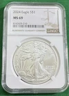 2024 $1 American Silver Eagle NGC MS69 Brown Label
