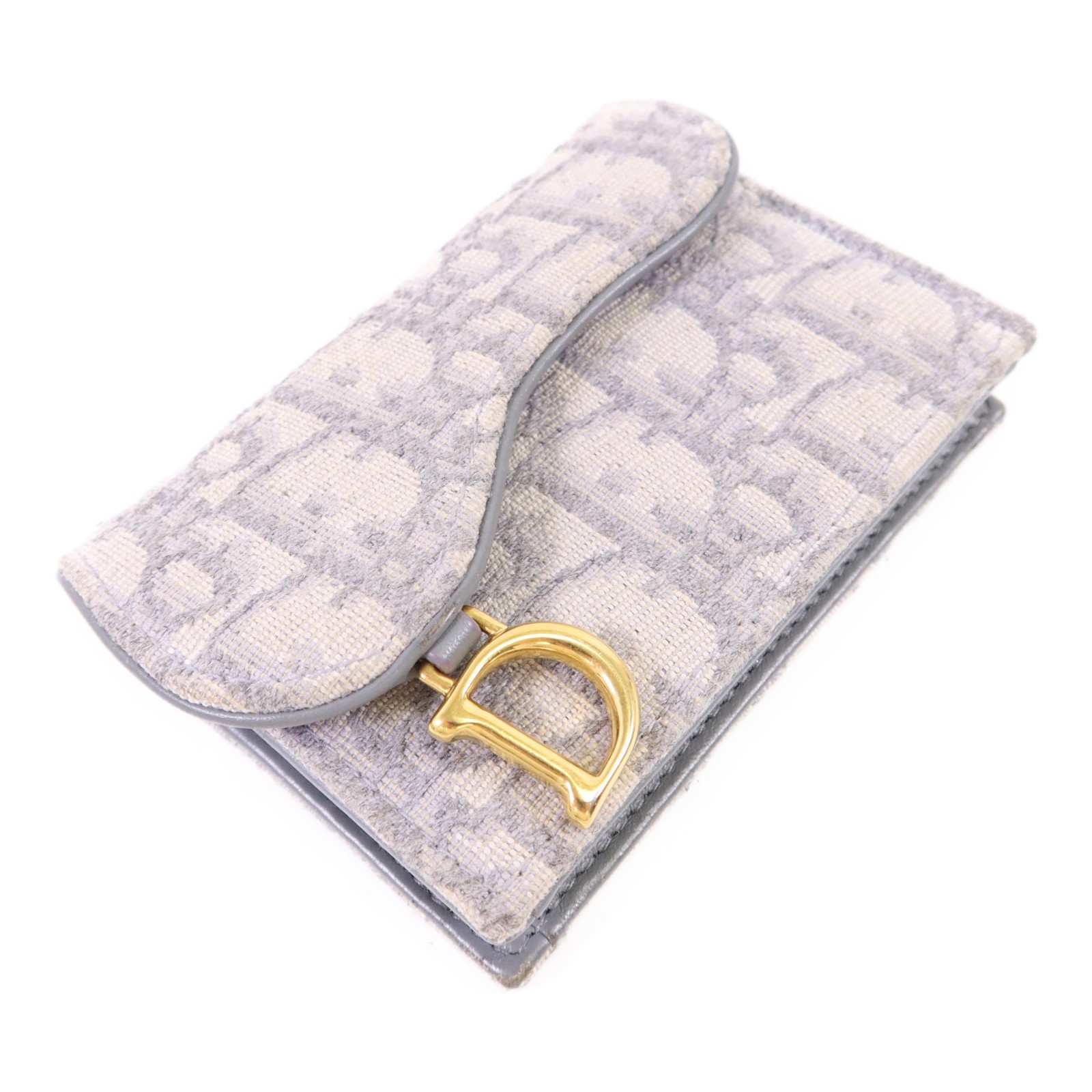 Christian Dior CD GHW Saddle Bloom Card Holder S5611CTZQ Canvas Gray thumbnail 3