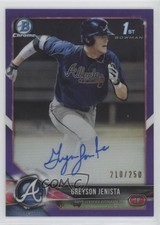 2018 Bowman Draft Chrome Pick Purple Refractor 210/250 Greyson Jenista Auto 03sv