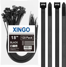 120 PCS 18 Inch Black Large Zip Ties Heavy Duty, 330 LBS Ultra Exclusive Strong 