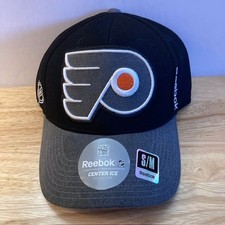  NWT PHILADELPHIA FLYERS Reebok Black/Gray Official NHL Fitted Hat S/M 