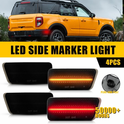 4X Amber&Red Side Marker Light Smoked Lens LED Fit Ford Bronco Sport 2021-23 EXF - Zdjęcie 16 z 17