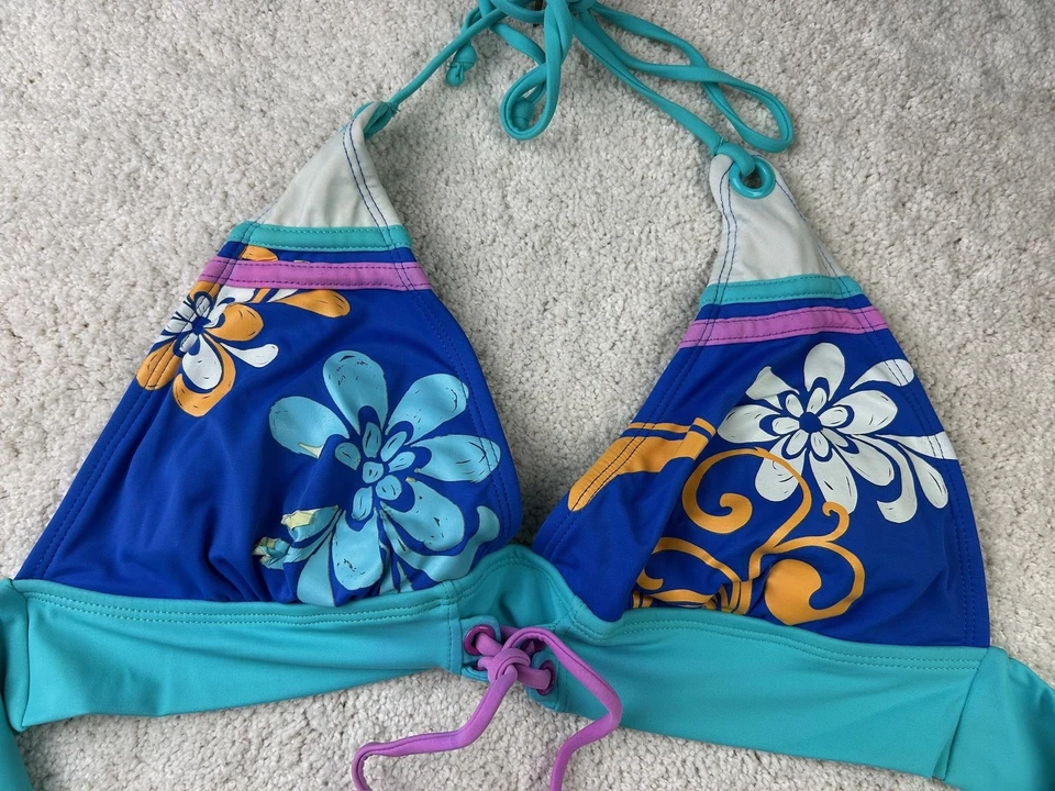 Top de bikini Joe Boxer para mujer grande floral halter traje de baño corbata boho Foto 2 de 4