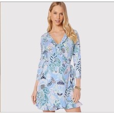 Lilly Pulitzer  Jessalynne Wrap Romper Blue Peri Lapis Size Small Vacation Trip