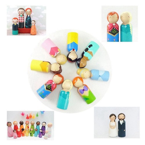 Muñeca de madera de 65 mm Little People bebé niños muñecas de madera hágalo usted mismo macho hembra 20 piezas - Imagen 6 de 9