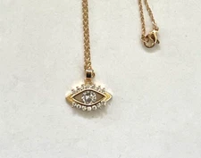 PD801 UNIQUE DELICATE 18K GOLD PLATED  CUBIC ZIRCONIA EVIL EYE PENDANT  NECKLACE