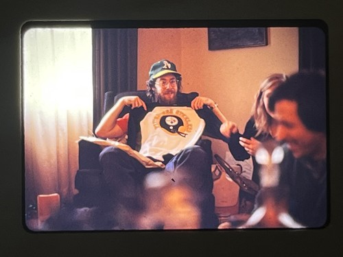 Vintage 35mm Slide Photo Pittsburgh Steelers Shirt Oakland A's Hat Fan Man 1982 - Picture 2 of 3