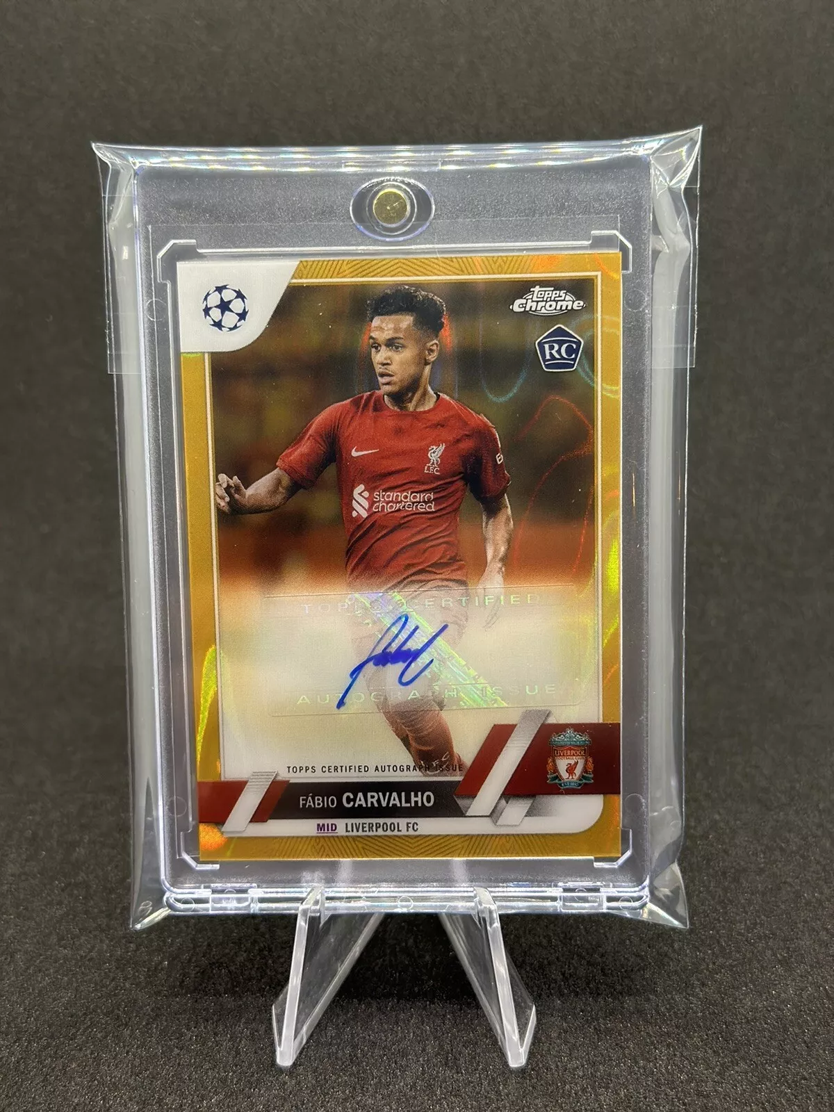 Fabio Carvalho Auto 2022 Topps Chrome UEFA GOLD Lava SSP Liverpool Portugal