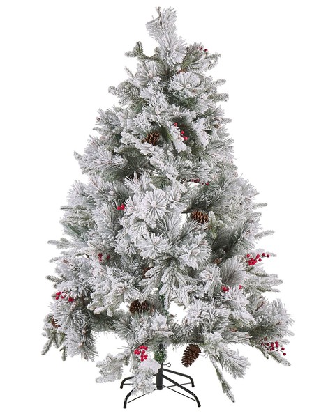 KüNstlicher Weihnachtsbaum Mit Schnee Zapfen Dekoration 180 Cm Weiß Masala-image
